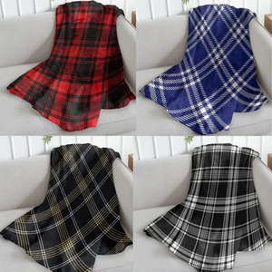 Soft Plush Plaid Throw Blankets 50x60in All Season Decorative Home & Bed Blanket - Picture 1 of 14
