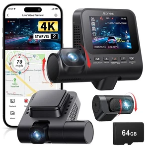 Dash Cam Front and Rear: 4K+1080P+1080P 3 Channel Dash Camera for Cars, STARV... - Picture 1 of 8