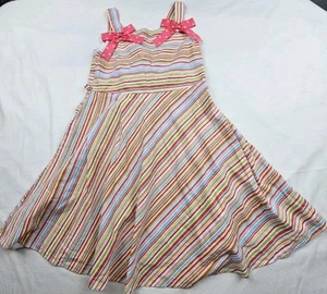 Bonnie Jean Sundress Little Girls Size 6 Multicolor Stripes Bows - Picture 1 of 8