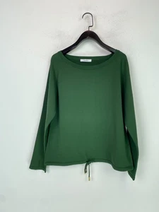 MaxMara Green Plain Sweatshirt Drawstring Hem Crew Neck Long Sleeve UK XL - Picture 1 of 15