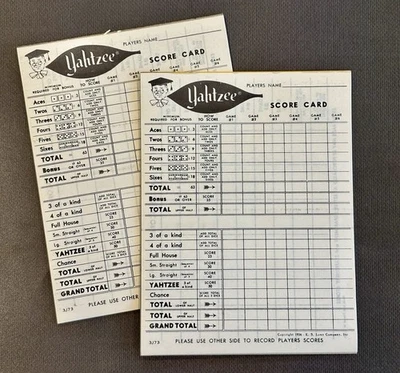Vintage Yahtzee Score Pads E.S. Lowe Co 1956 Replacement Sheets - Image 1 of 3