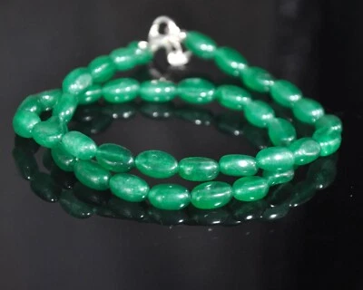 AAA+ Grün Smaragd Ovale Form Glatt Perlen Halskette, Halskette - Bild 1 von 3