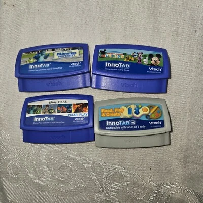 VTECH Innotab Games Lot of 4 Cartridges  Monsters Inc Pixar Club House Read Play - Image 1 of 4