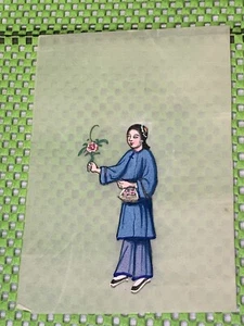 RICE PAPER MORNING PAINTING Antique Chinese Gouache Pith Water Color Framed #3 - Picture 1 of 11