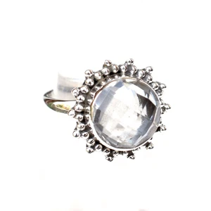 Natürlicher Kristall Quarz Ring Klar Quarz Ring 925 Sterling Handarbeit Ring - CR006 - Bild 1 von 3