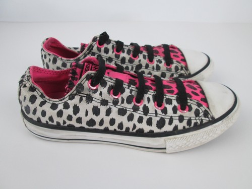 Sneakers CONVERSE 641200F stampa animalier rosa caldo bianco nero bambina taglia 2 slip on