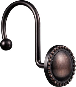 Shower Curtain Hooks Oil Rubbed Bronze,Rustproof Farmhouse Decorative Shower Cur - Picture 1 of 20