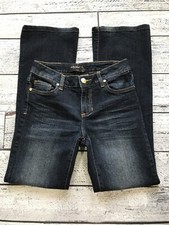 Baby Phat Womens Embroidered Cat On Pocket Bootcut Jeans Dark Wash Size 5 Blue