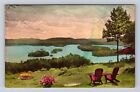 Blue Mountain Lake NY-New York, Blue Mountain House Lawn, Vintage c1949 Postcard