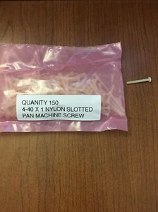 Nylon Screw 4-40 X 1" Machine Screw Slotted Pan Head Lot Of 150 - Picture 1 of 5