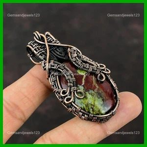 Copper Dragon Bloodstone Stone Wedding Wire Wrapped Daughter New Pendant Jewelry - Picture 1 of 6