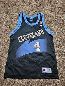 Shawn Kemp Cleveland Cavaliers Black Champion Cavs Jersey VTG Sz 40 Mens Medium - Picture 1 of 12