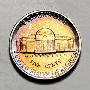 TONED 1988 S  JEFFERSON NICKEL PROOF UNC #C4353 - Picture 1 of 2