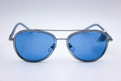 Gafas de sol Tory Burch Eleanor plateadas/azules aviador 57-17-140 lentes rayadas usadas Foto 1 de 4