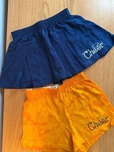 NEW Soffe Gold Tie Dye Shorts & Navy Skort Lot of 2 Cheer Youth XL - Picture 1 of 8