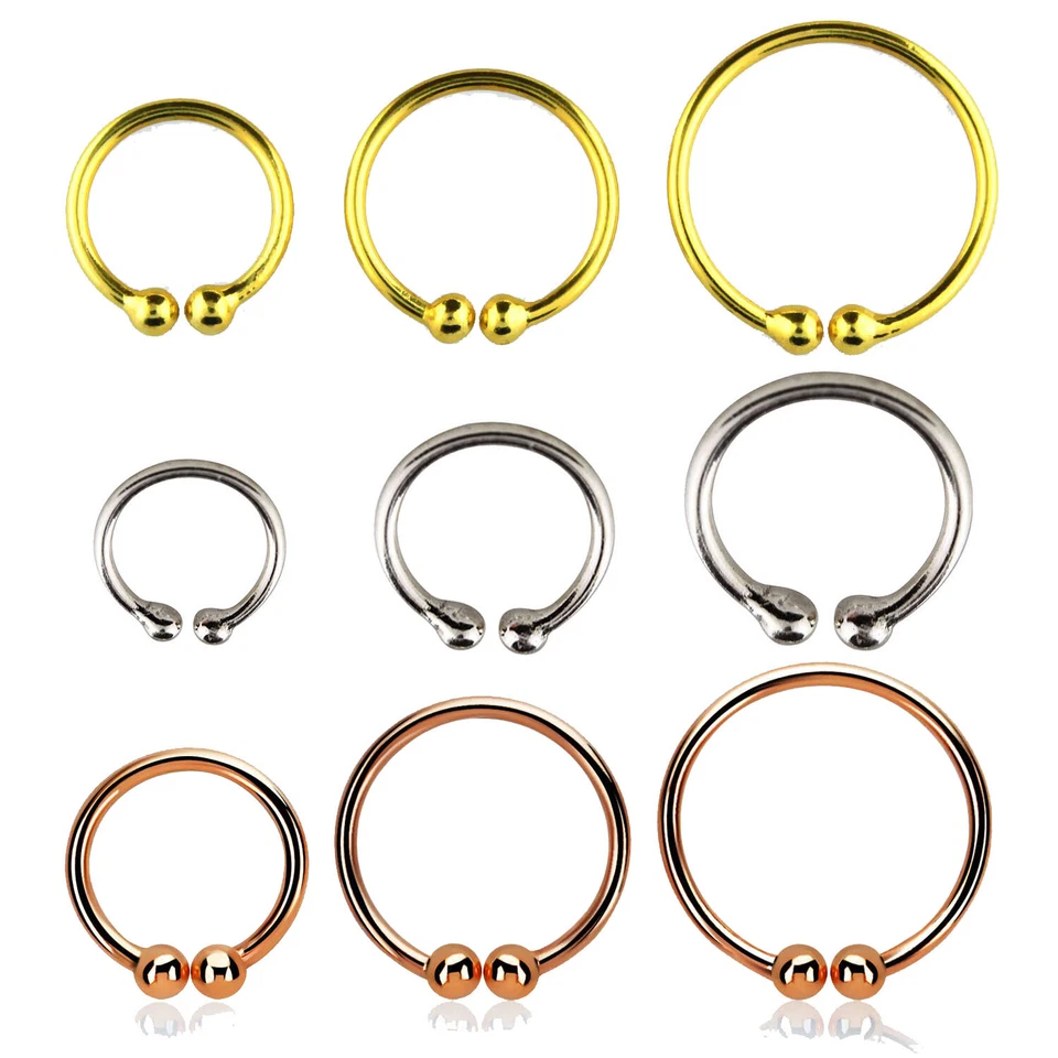 Fake Nasenring 925 Sterling Silber vergoldet 6 - 12 mm Lippe Nase Helix klemmen - Bild 1 von 1