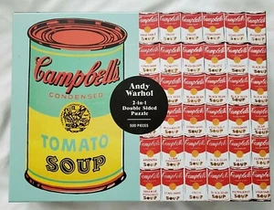 ANDY WARHOL Campbell's Soup Can Double Sided 500 Pc Jigsaw Puzzle w/ Mini Poster - Picture 1 of 4