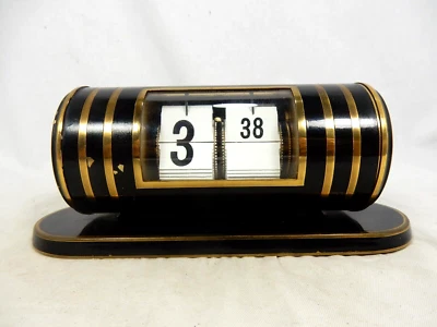 Rare KÖHLER Art Deco design Klappzahlen Tisch Uhr Flip desk clock working - Bild 1 von 4