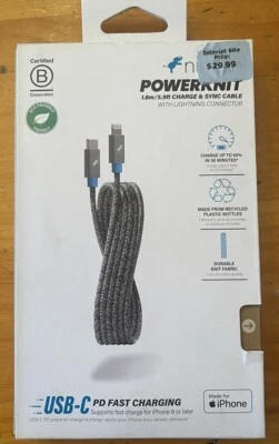 Nimble PowerKnit USB-C Cable Fast Charging Made For Apple iPhone 8 or Later NEW - Image 1 of 4