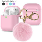 For Apple Airpods 1/2/3 Silicone Charging Case Cute Cover with Keychain Fur Ball
