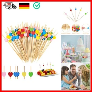 100 Stück Cocktail Picks Holz Zahnstocher, Fingerfood Spieße, Herzform Cockta... - Bild 1 von 10