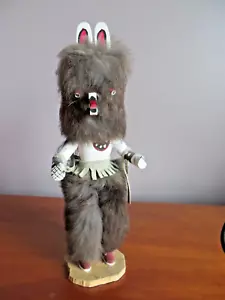 Vintage Kachina Doll, 1990's, Bear w/ removable head dress, signed R. Grey, 11" - Picture 1 of 6
