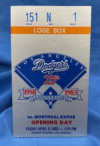 1983 LA Dodgers Opening Day Ticket Stub vs Montreal Expos April 8, 1983 - Picture 1 of 2