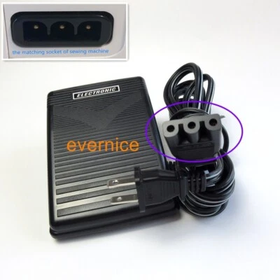 Foot Control Pedal Cord For Singer 1525 1725 1732 1748 2250 2259 2263 2273 2380 - Image 1 of 4