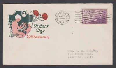 US Planty 737-33 FDC. 1934 3c Mother's Day, Rotary Press printing, Ioor cachet - Image 1 of 2