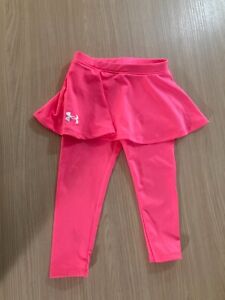 Under Armour Neon Pink Leggings 18 Months Attached Skirt Polyester Spandex GUC