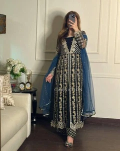 ABITO SALWAR KAMEEZ INDIANO PAKISTANO MATRIMONIO FESTA ABITO VESTITO BOLLYWOOD - Foto 1 di 5