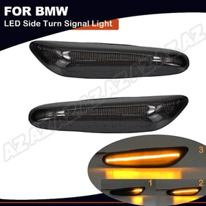 2X Sequential LED Side Marker Lamp Smoked For BMW E90 E91 E92 E60 E61 E82 OE-Fit - Bild 1 von 9