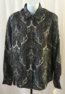 Emanuel Ungaro Size 6 100% Silk Long Sleeve Button Front Shirt Blouse Paisley - Picture 1 of 7