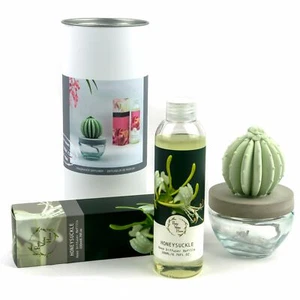 Pretty Valley Home Barrel Cactus Ceramic Diffuser Combo Honeysuckle 200ml - Picture 1 of 3