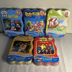 Lot of 5 VTech V Smile Video Games New Ages 3-5 Wiggles, Thomas The Tank Wall-E