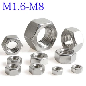 M1.2/M1.4/M1.6/M2/M2.5/M3/M4-M8 304 Stainless Steel Hexagonal Nut DIN934 SUS304 - Picture 1 of 5