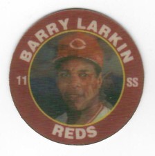 1992 TOPPS SCORE 7 SEVEN ELEVEN SUPERSTAR ACTION COIN BARRY LARKIN #13 OF 26 RED