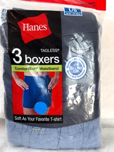 HANES Boxer Slip Uomo Grande Blu Confezione da 3 Comfort Morbido Vita Senza Etichette - Foto 1 di 7
