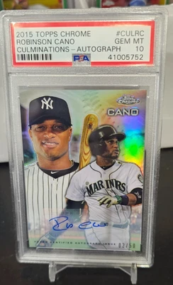 2015 Topps Chrome Culminations 签名 3/50 Robinson Cano #CUL- PSA GEM 状况完好 10 — 第 1/4 张图片