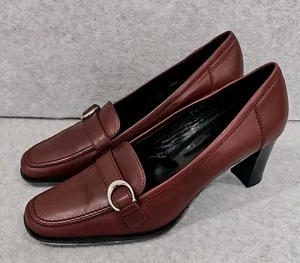 Coach Keely Women's Pumps Shoes Size 8.5 B Burgandy Leather Made In Italy - Picture 1 of 10