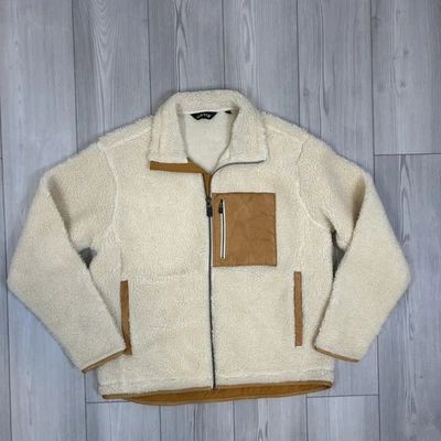 Orvis Sz Large Stowe Leather Sherpa Fleece Winter Jacket Coat Full Zip Men’s - Image 1 of 4