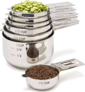 Simply Gourmet Measuring Cups Set of 7, Stackable, 304 Premium Stainless Steel - Picture 1 of 12