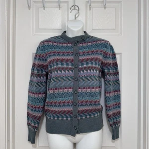 Vintage Greenwich Club Damen S Fair Isle Wollmischung Cardigan Pullover Mehrfarbig - Bild 1 von 12