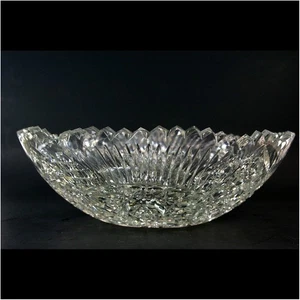 Vintage Cut Crystal Glass Centerpiece Bowl Artist Signed Heavy Elegant - Picture 1 of 10