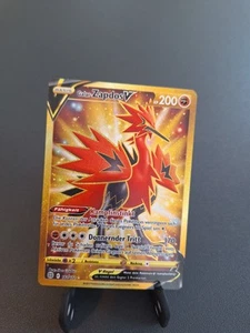 Pokemon Karte Galar-Zapdos V 182/172 Strahlende Sterne Gold SIR Full Alt Art DEU - Bild 1 von 19