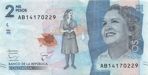Colombia 2000 Pesos 19.8.2015 Series AB Circulated Banknote JH 14 - Foto 1 di 2