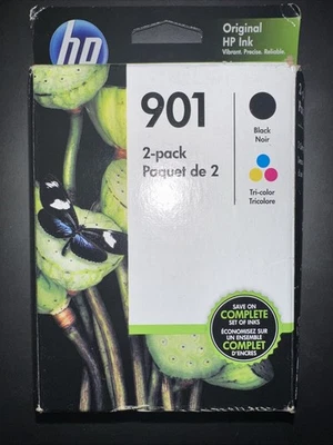 HP 901 CN069FN Black and Color Ink Cartridge 2 Pack Factory Sealed  Expired 2022 - Image 1 of 3