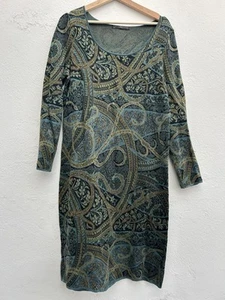 Peruvian Connection Paisley 100% Pima Cotton Jacquard Knit Dress Size Large - Picture 1 of 8