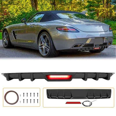 Alerón labial difusor parachoques trasero brillante para Mercedes Benz SLS AMG con luz de rotura Foto 1 de 4