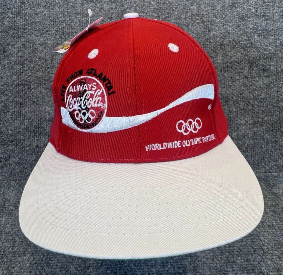 Sombrero de colección 1996 Coca-Cola Olimpiadas Atlanta EE. UU. Snapback Nuevo con etiquetas Rojo Blanco Foto 1 de 4